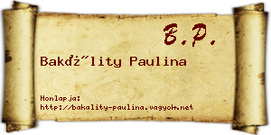 Bakálity Paulina névjegykártya